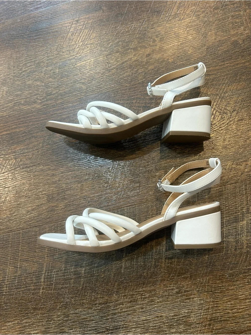 wonder nation White Strappy Low Block Heel Dress Sandals for Kids